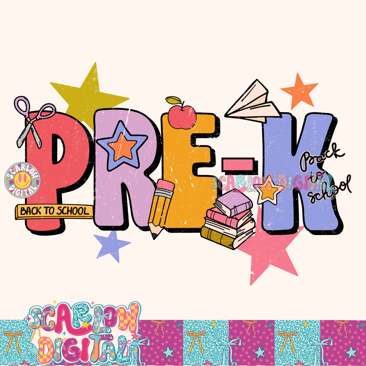 Pre-K Back to School PNG Digital Design