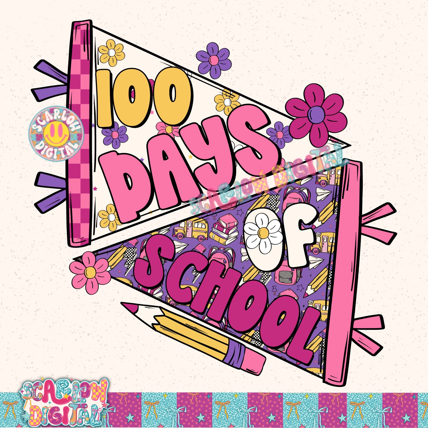 100 Days of School PNG Digital Design