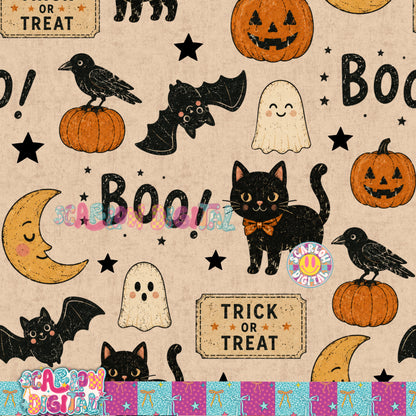NEW NEW NEW! Vintage Halloween Seamless Pattern Digital Design