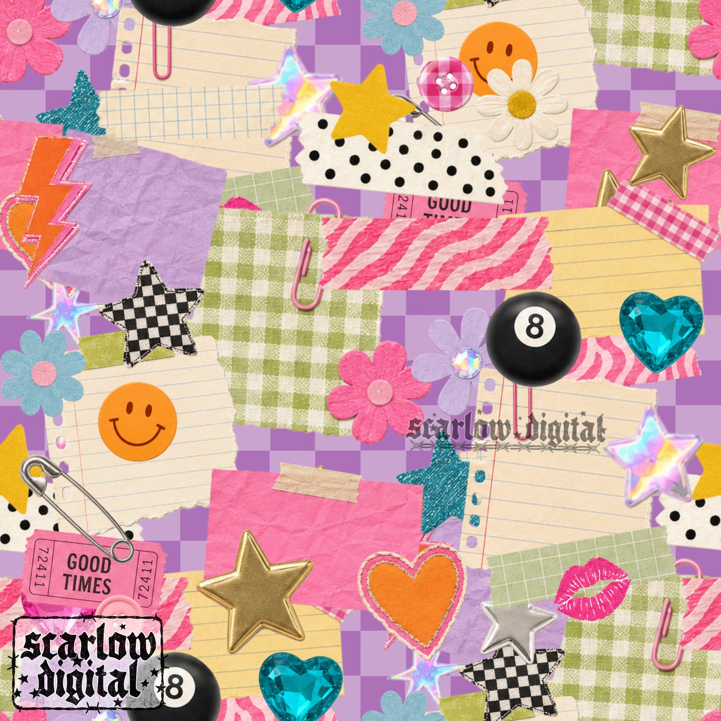Junk Journal Seamless Pattern Digital Design