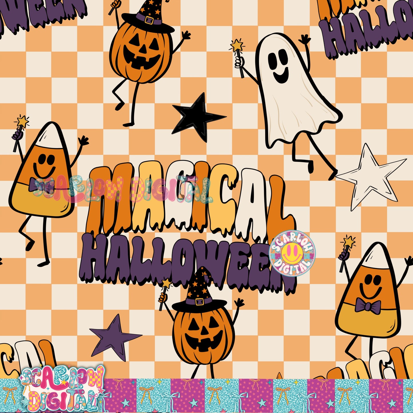 Magical Halloween Seamless Pattern Digital Design