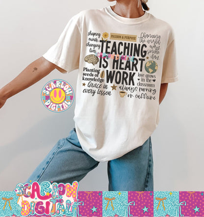 Teaching is Heart Work PNG Digital Design