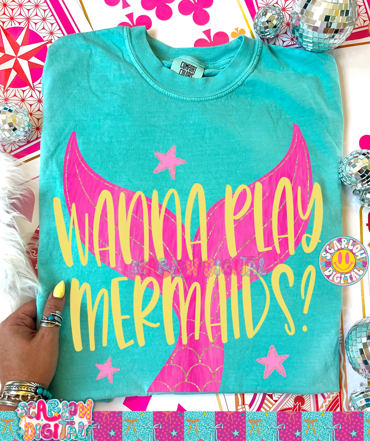 Wanna Play Mermaids? PNG Digital Design
