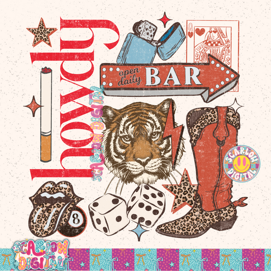 Howdy Western Collage PNG Digital Design