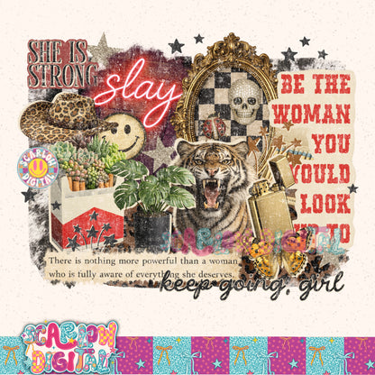 Strong Woman Collage PNG Digital Design