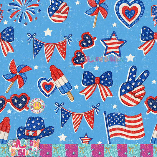 Patriotic Seamless Pattern Digital Design