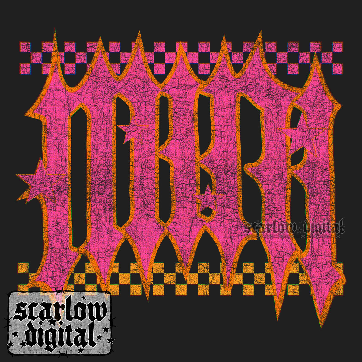 Pink Orange Grunge Rocker Mini PNG Digital Design