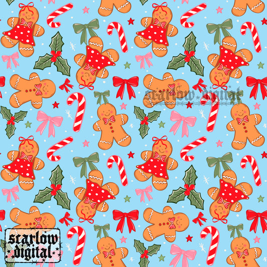 Gingerbreads Christmas Seamless Pattern Digital Design
