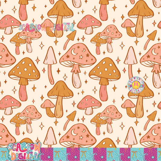 Mushrooms Seamless Pattern Digital Design