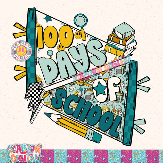 100 Days of School PNG Digital Design