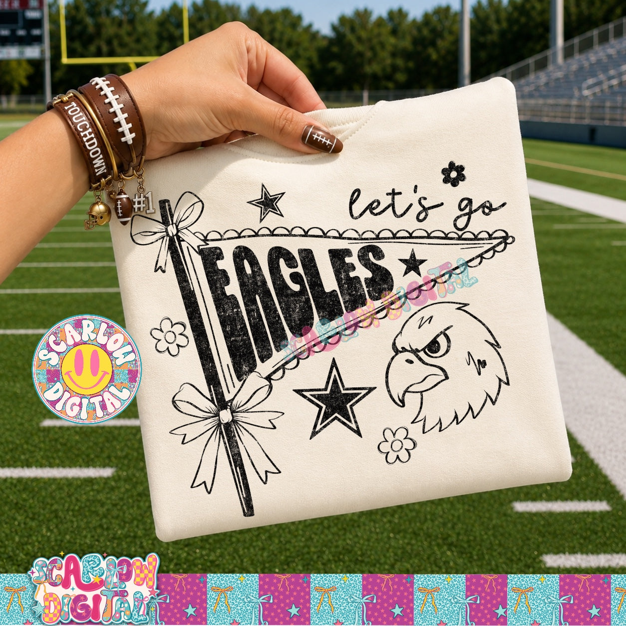Let's Go Eagles PNG Digital Design