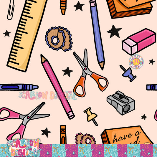 School Things Seamless Pattern Digital Design