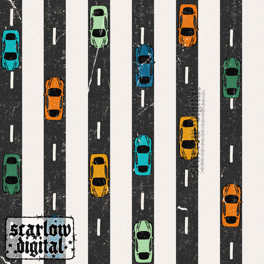 Race Cars Seamless Pattern Digital Design