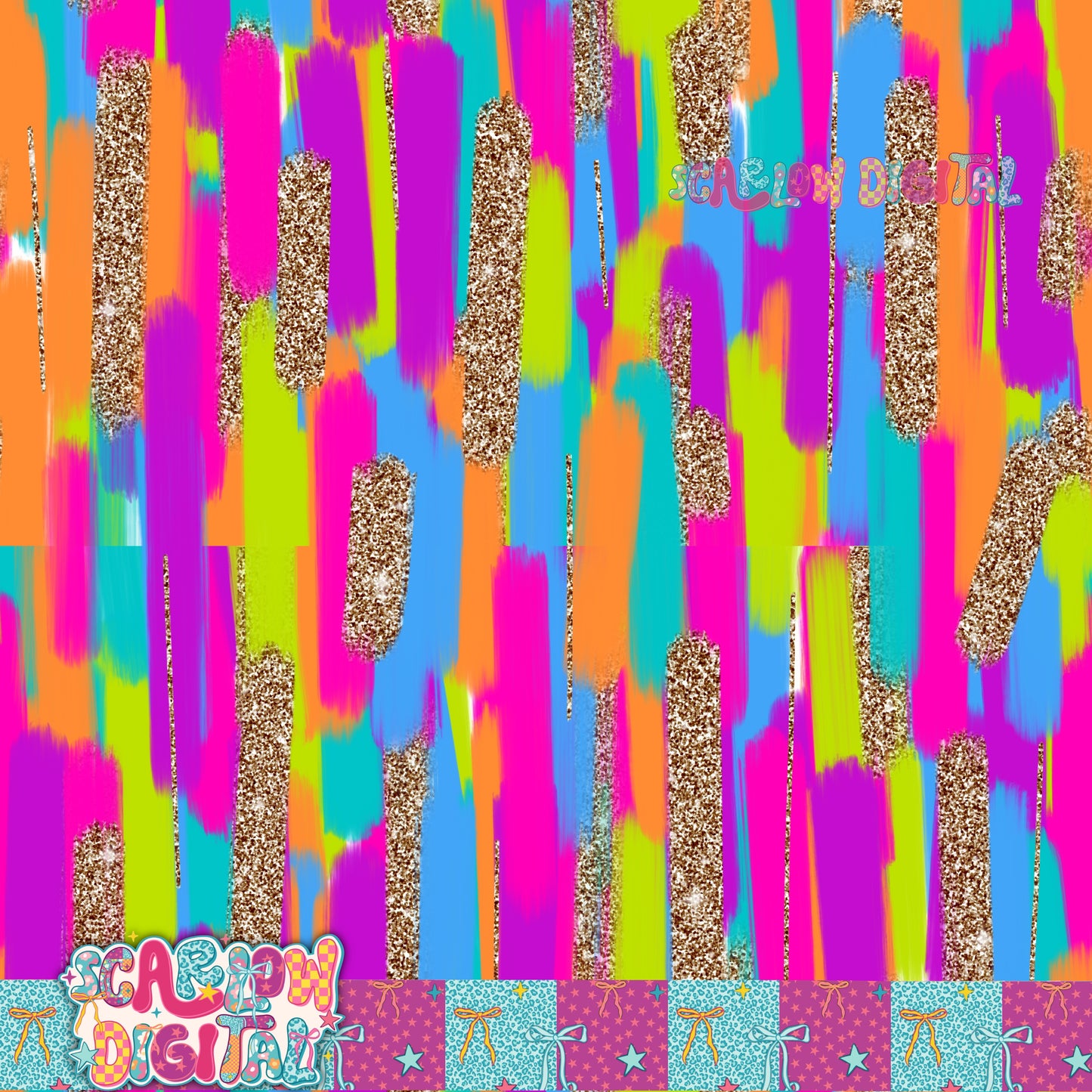 Paint and Gold Glitter Seamless Pattern Digital Design