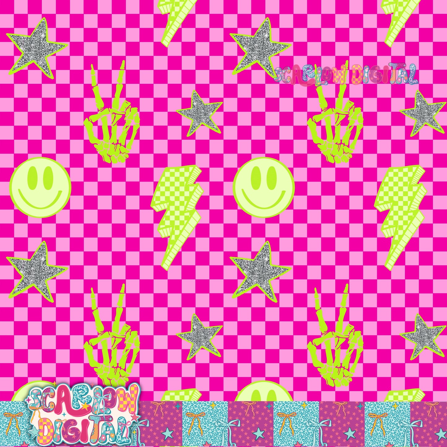 Lime Pink Seamless Pattern Digital Design