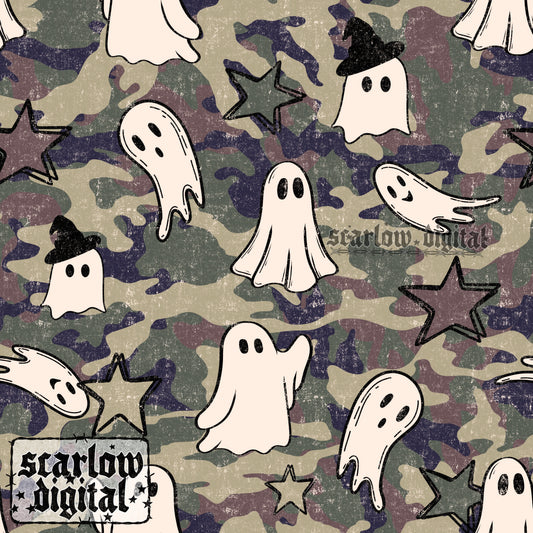 Camo Ghosts Seamless Pattern Digital Design
