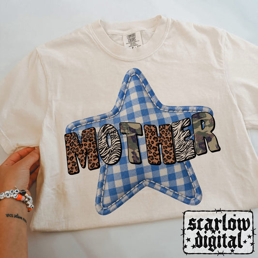 Mother Gingham Star PNG Digital Design