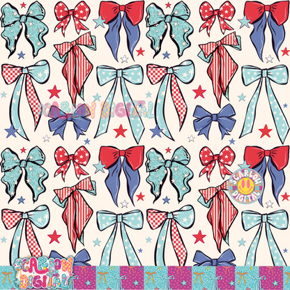 Patriotic Bows Seamless Pattern Digital Design