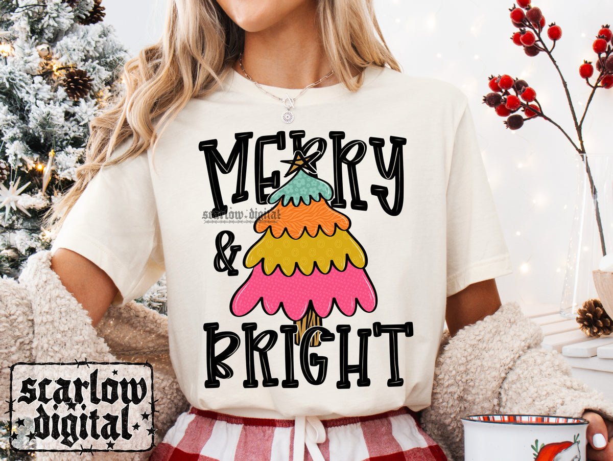 Merry & Bright PNG Digital Design