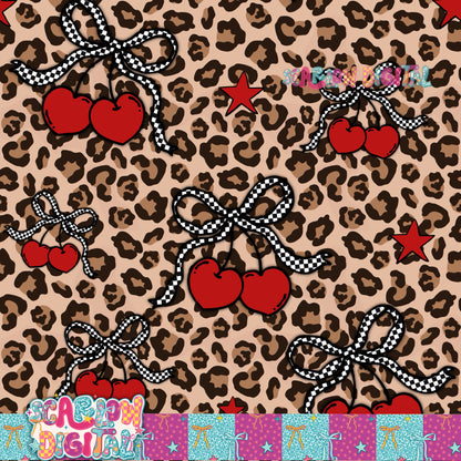 Cherry Leopard Seamless Pattern Digital Design