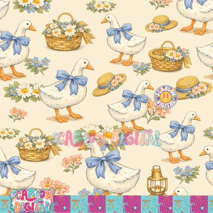 Vintage Goose Seamless Pattern Digital Design