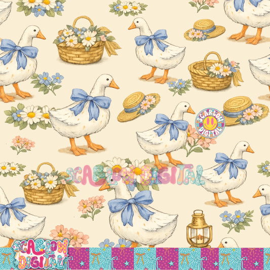 Vintage Goose Seamless Pattern Digital Design