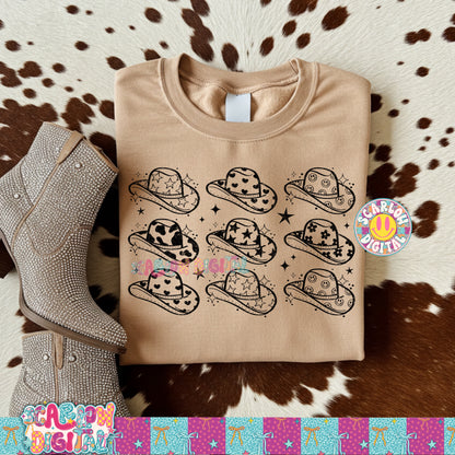 Single Color Cowgirl Hats PNG Digital Design