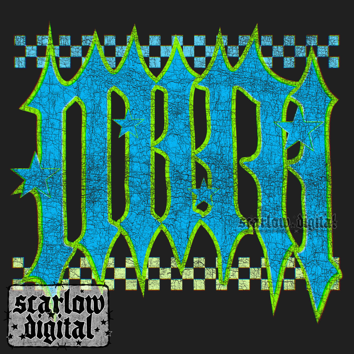 Blue Green Grunge Rocker Mini PNG Digital Design