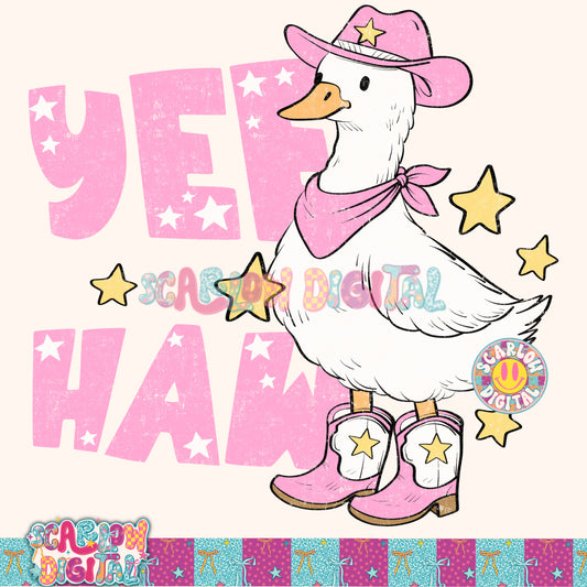 Yeehaw Country Goose in Pink PNG Digital Design