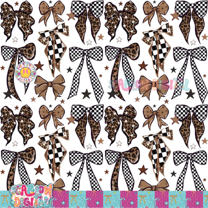 Leopard and Checkers Bows Seamless Pattern Digital Design