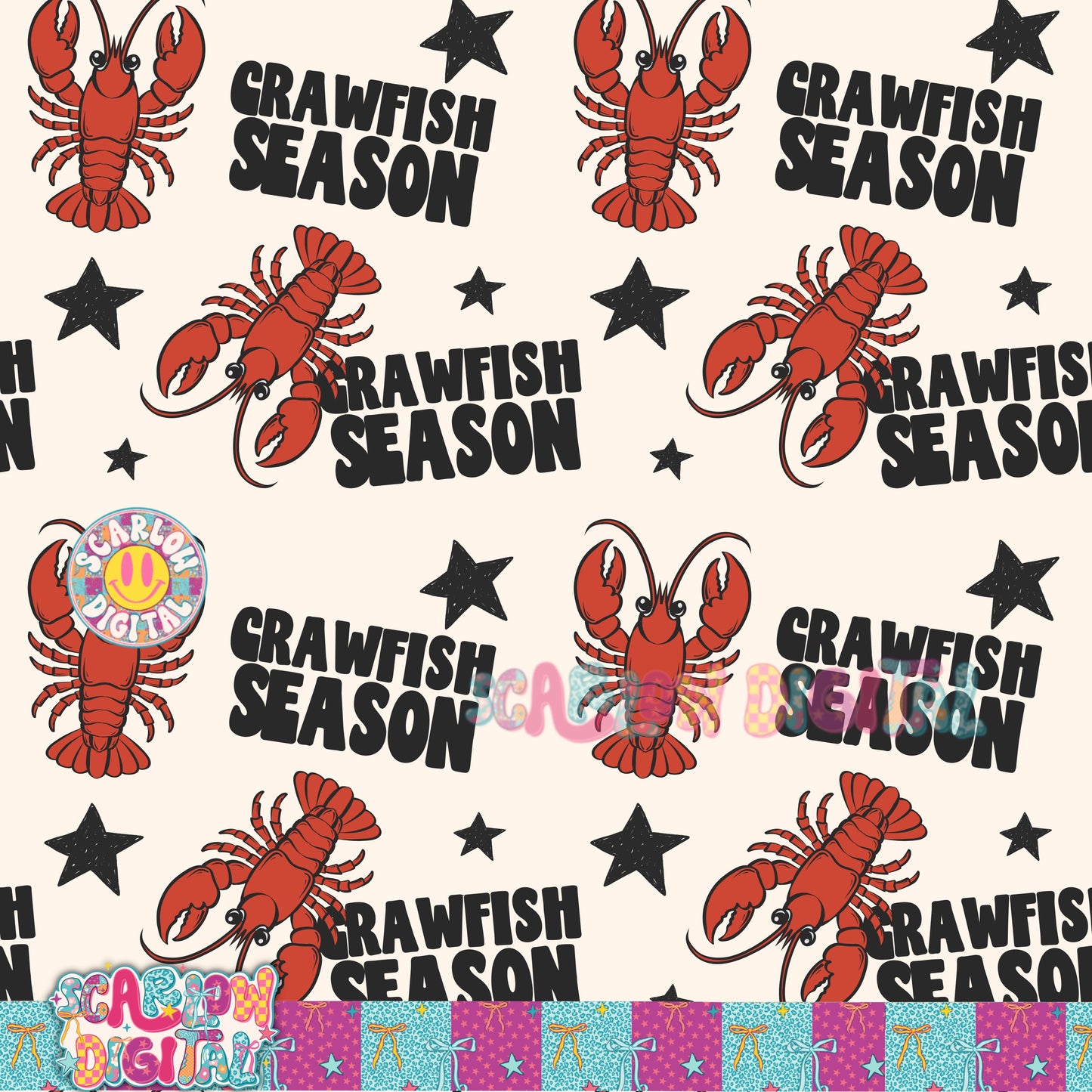 Crawfish Season Seamless Pattern Digital Design