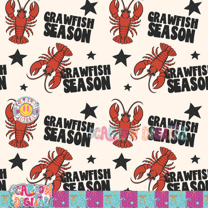 Crawfish Season Seamless Pattern Digital Design