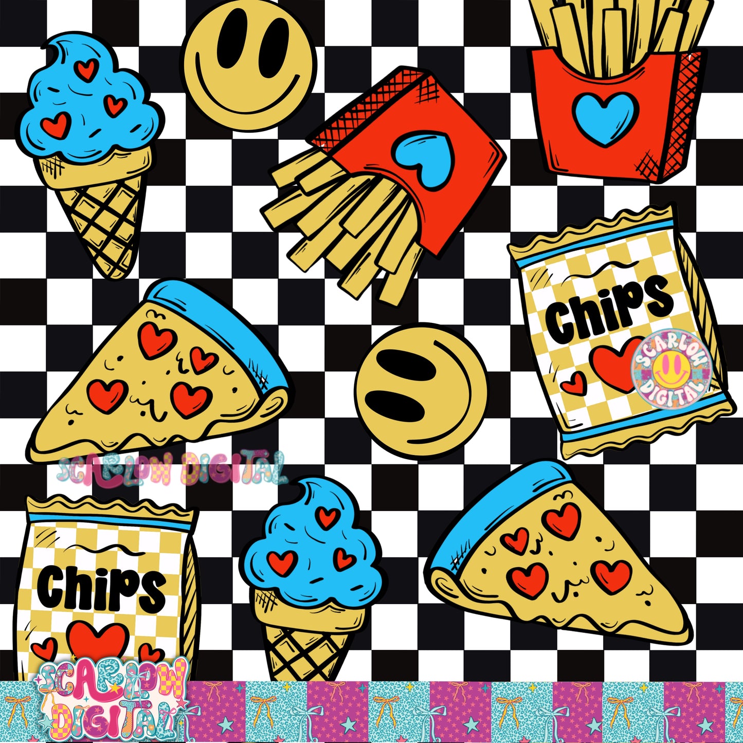 Snacks Seamless Pattern Digital Design
