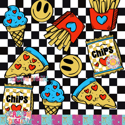 Snacks Seamless Pattern Digital Design