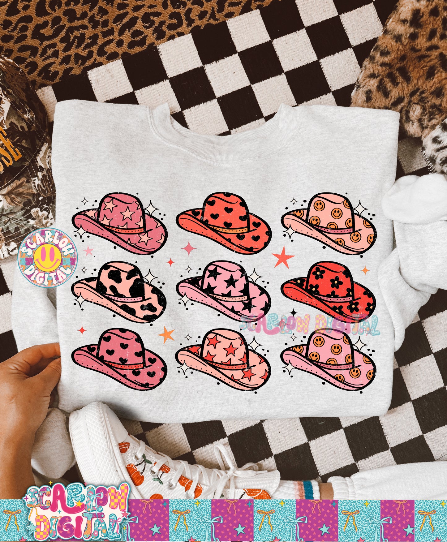 Pink Cowgirl Hats PNG Digital Design