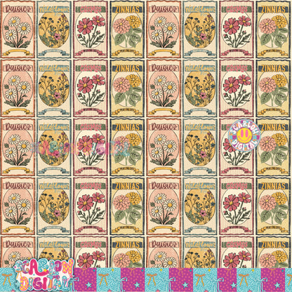 Flower Seeds Seamless Pattern Digital Design