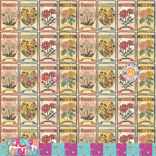 Flower Seeds Seamless Pattern Digital Design