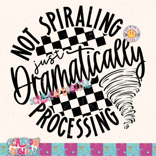 Not Spiraling Just Dramatically Processing Single Color PNG Digital Design