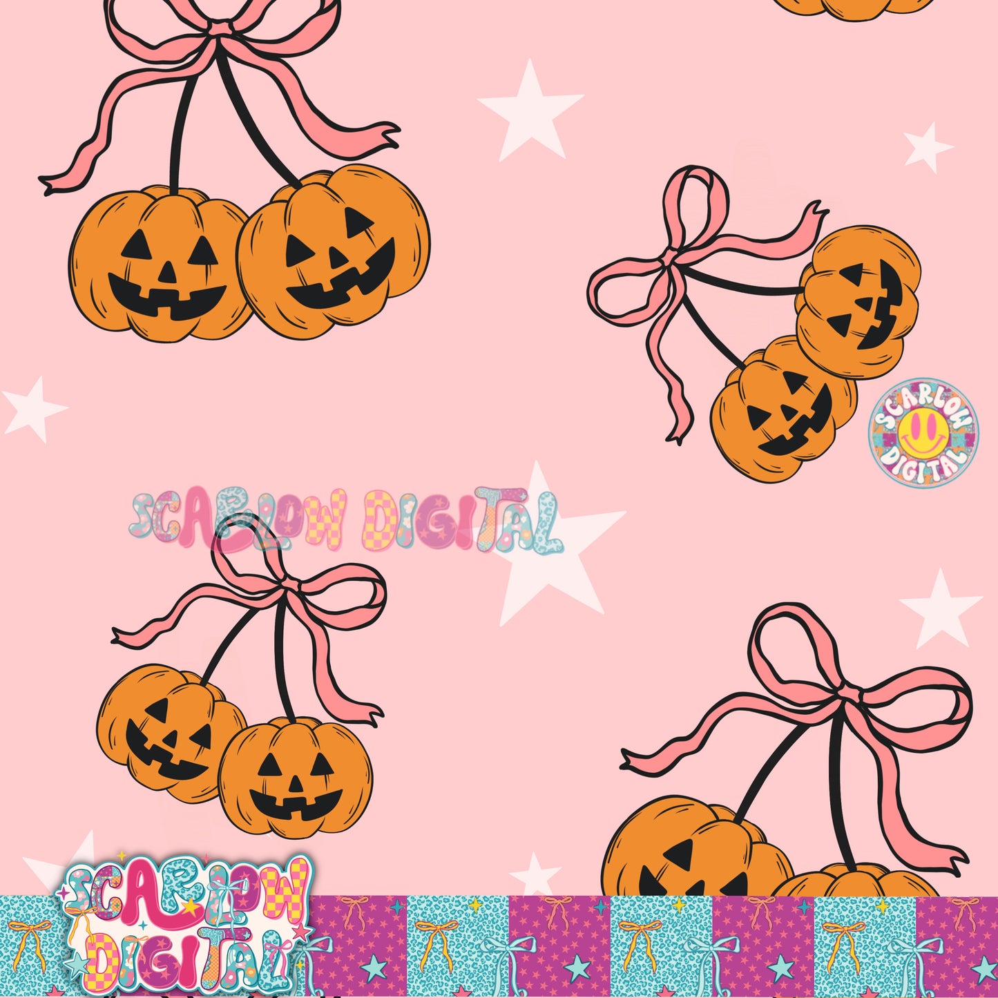 NEW NEW NEW! Cherry Pumpkins Seamless Pattern Digital Design