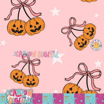 NEW NEW NEW! Cherry Pumpkins Seamless Pattern Digital Design