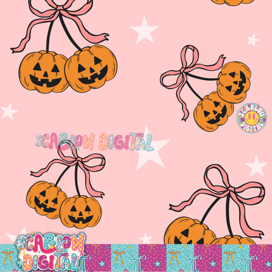 NEW NEW NEW! Cherry Pumpkins Seamless Pattern Digital Design