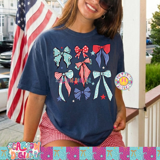 Patriotic Bows PNG Digital Design