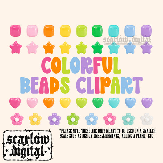 Colored Beads Clipart Digital Design - These are only meant to be used on a smaller scale (see description)