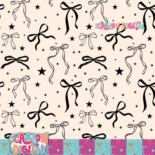 Black Bows Seamless Pattern Digital Design