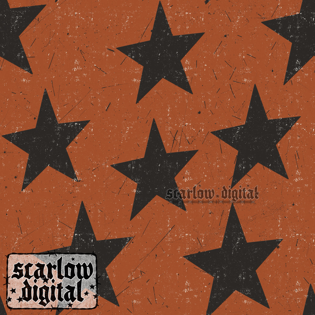 Orange Stars Seamless Pattern Digital Design