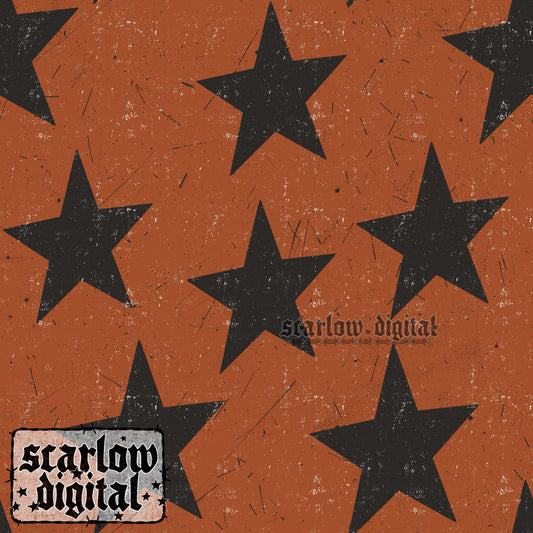Orange Stars Seamless Pattern Digital Design