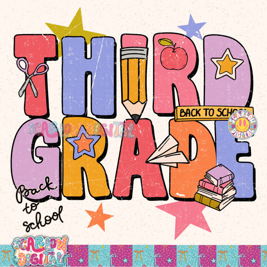 Third Grade Back to School PNG Digital Design
