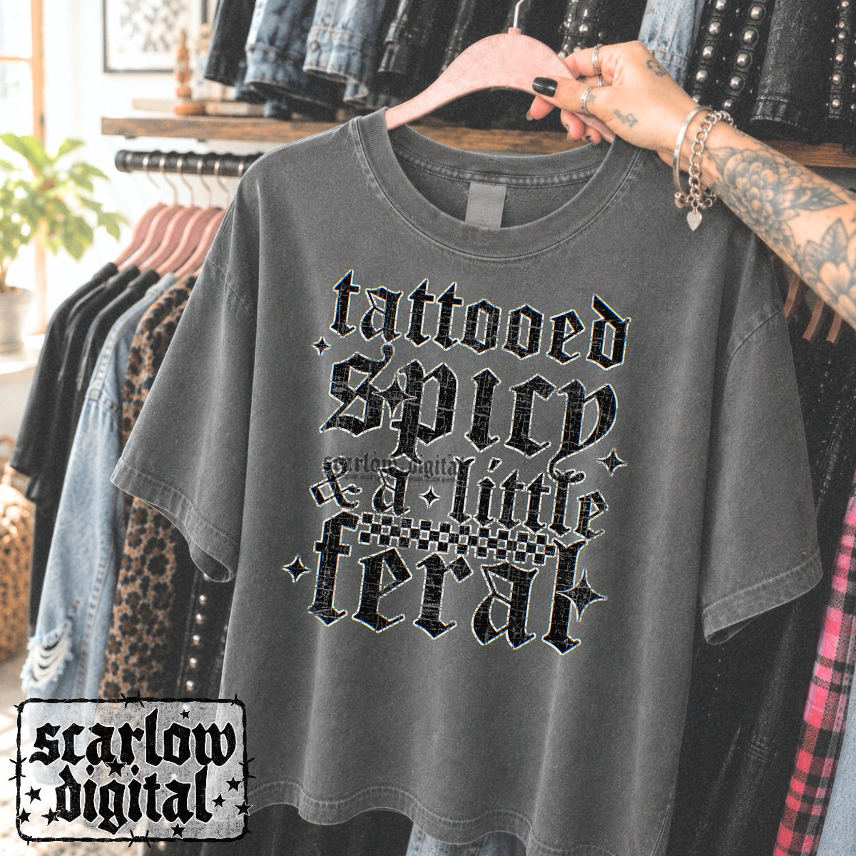 Tattooed Spicy & a Little Feral PNG Digital Design