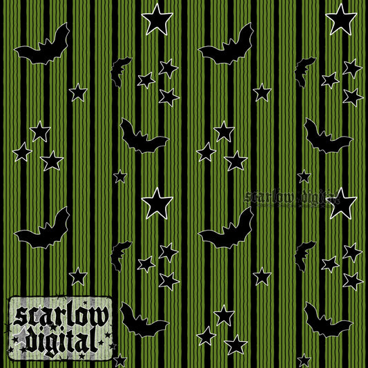 Bats and Stars Halloween Seamless Pattern Digital Design