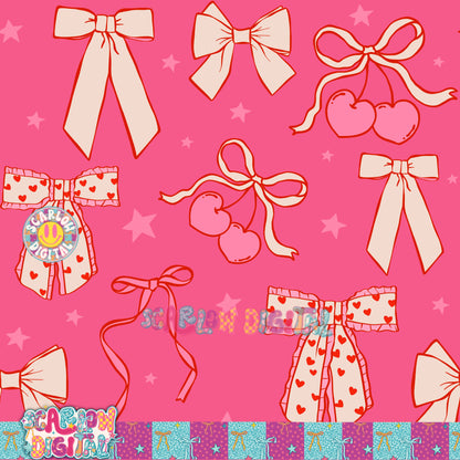 Pink Valentine's Day Bows Seamless Pattern Digital Design